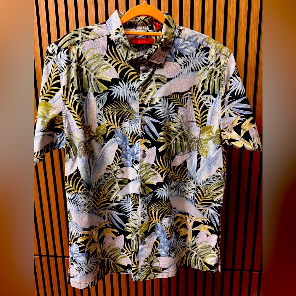 Tori Richard Tropical Leaf Print Men's Shirt Size Medium